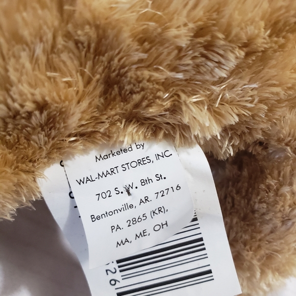 🌞SOLD🌞 Walmart Silky Brown Dog Plush 14" Stuffed Animal Bone Print Bow HTF - Picture 7 of 9